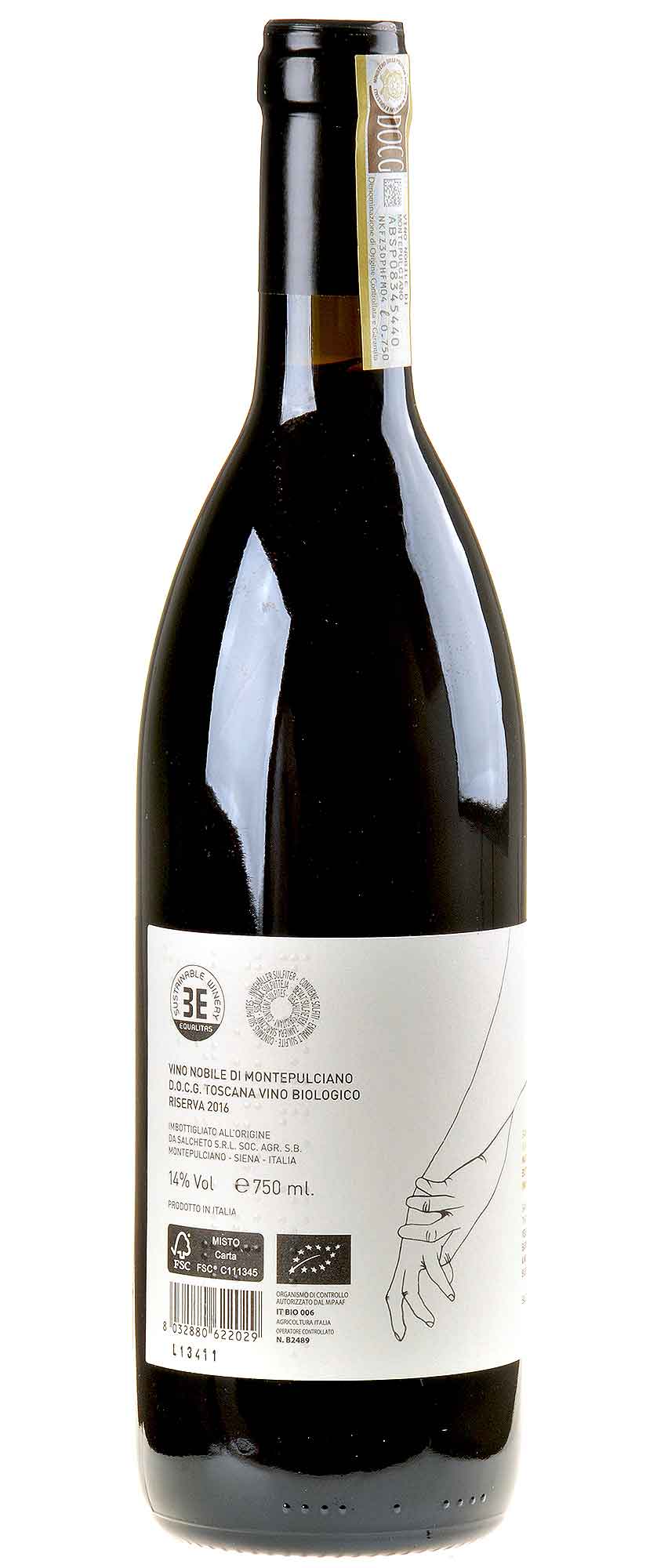 Salcheto Vino Nobile di Montepulciano Riserva Bio 2016 Rücketikett