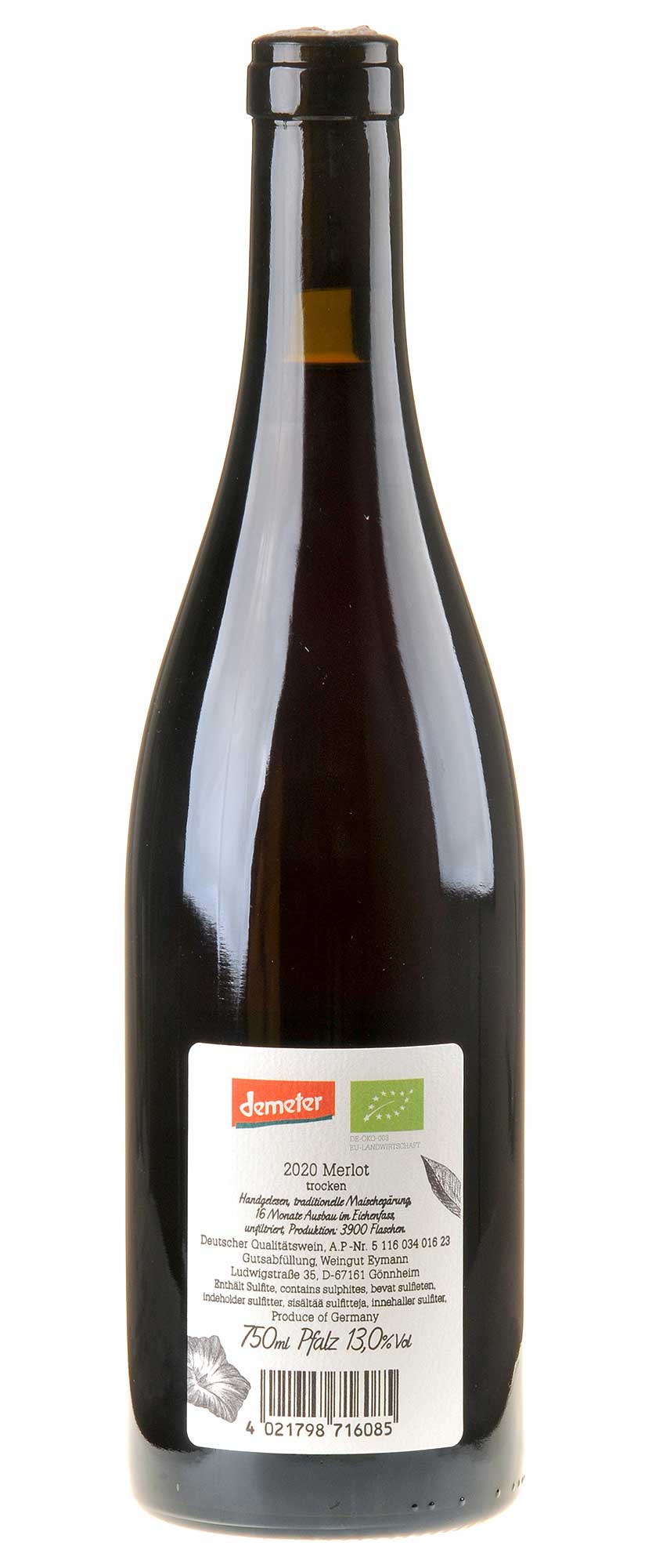 Weingut Eymann Merlot Toreye Bio 2020 Rücketikett