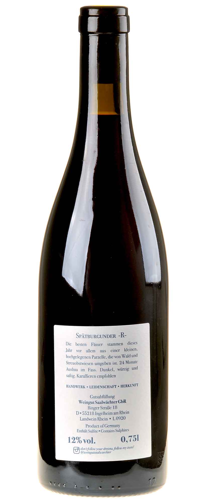 Carsten Saalwächter Spätburgunder -R- 2020 Rücketikett