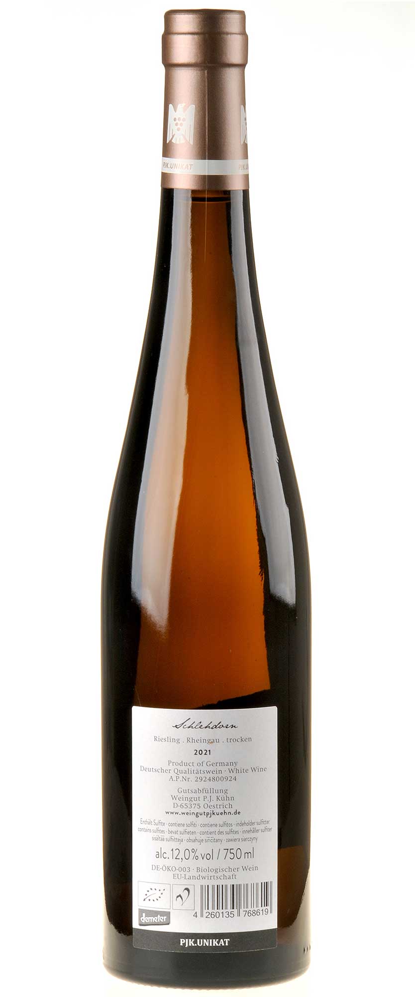 Weingut P.J.Kühn Riesling Schlehdorn 2021 Rücketikett