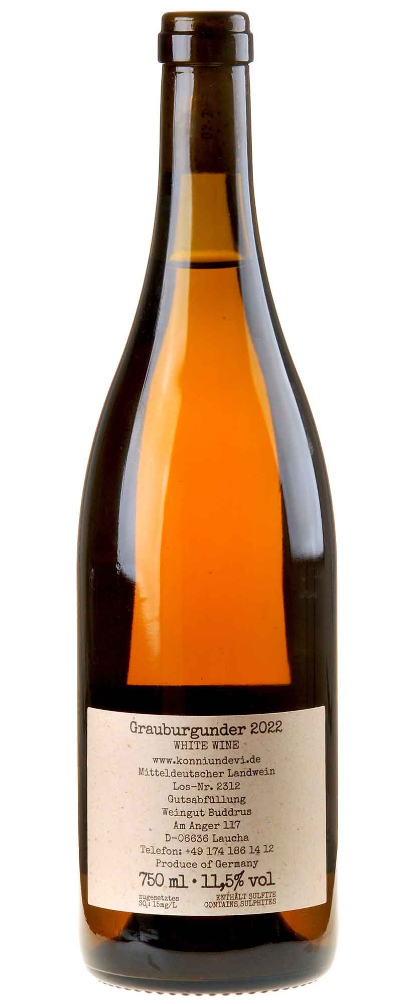 Konni & Evi Grauburgunder 2022 Rücketikett