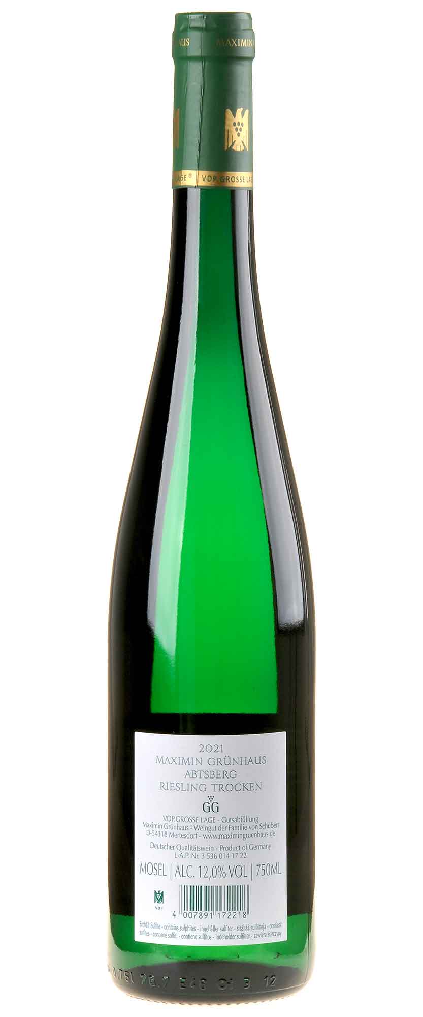 Maximin Grünhaus Riesling Abtsberg GG 2021 Rücketikett