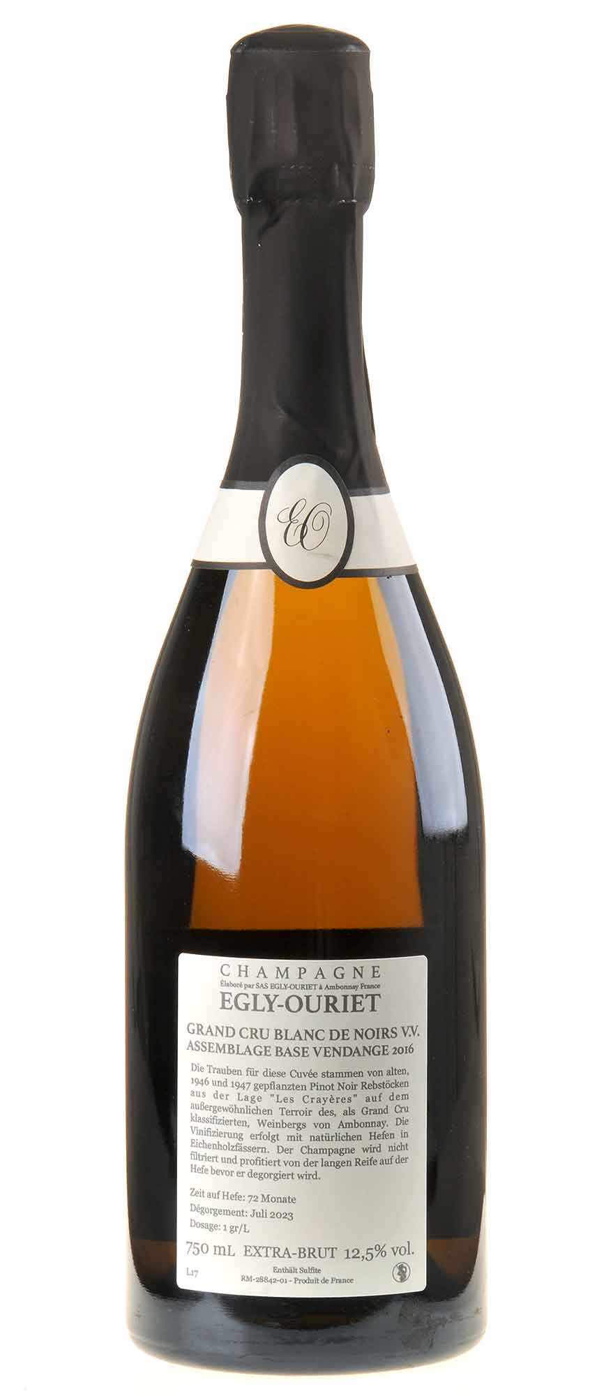 Egly-Ouriet Les Crayères Champagne Grand Cru Blanc de Noirs Rücketikett