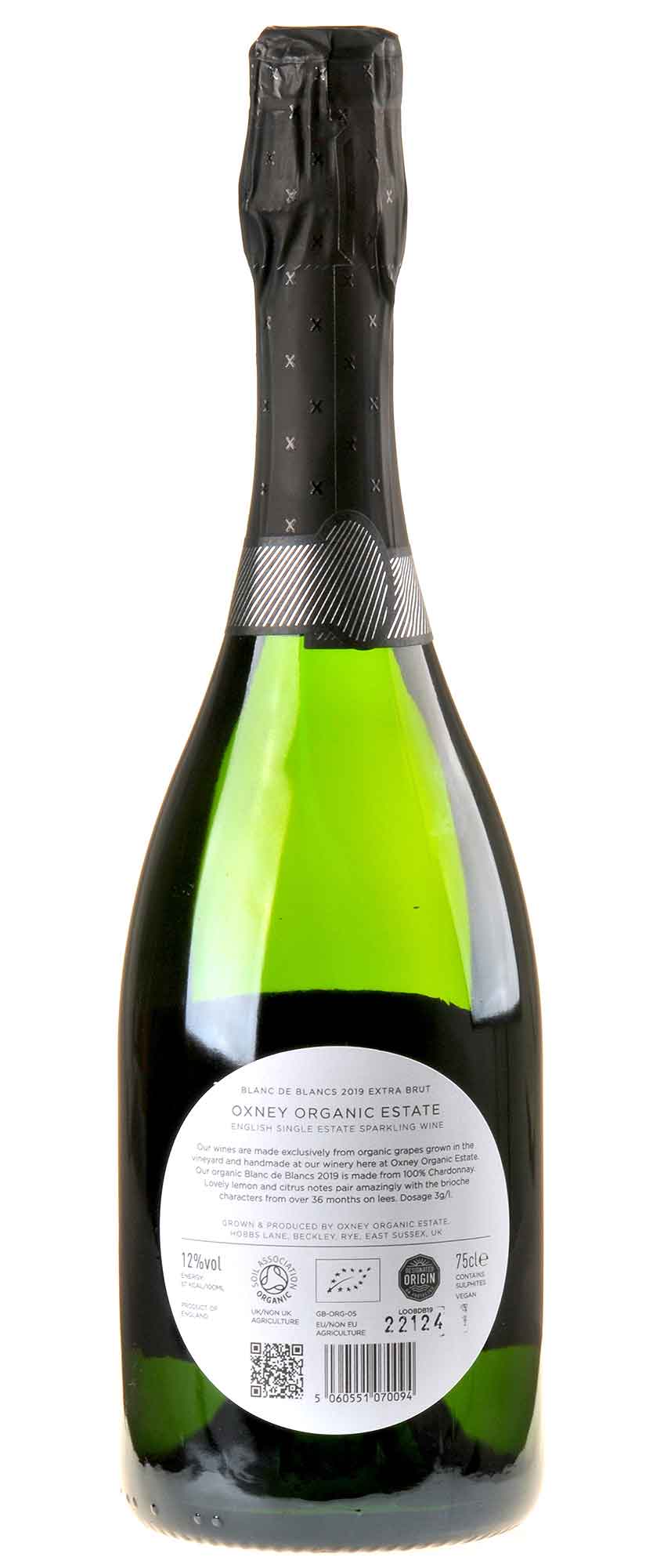 Oxney Organic Estate Classic Blanc de Blancs Bio 2019 Rücketikett