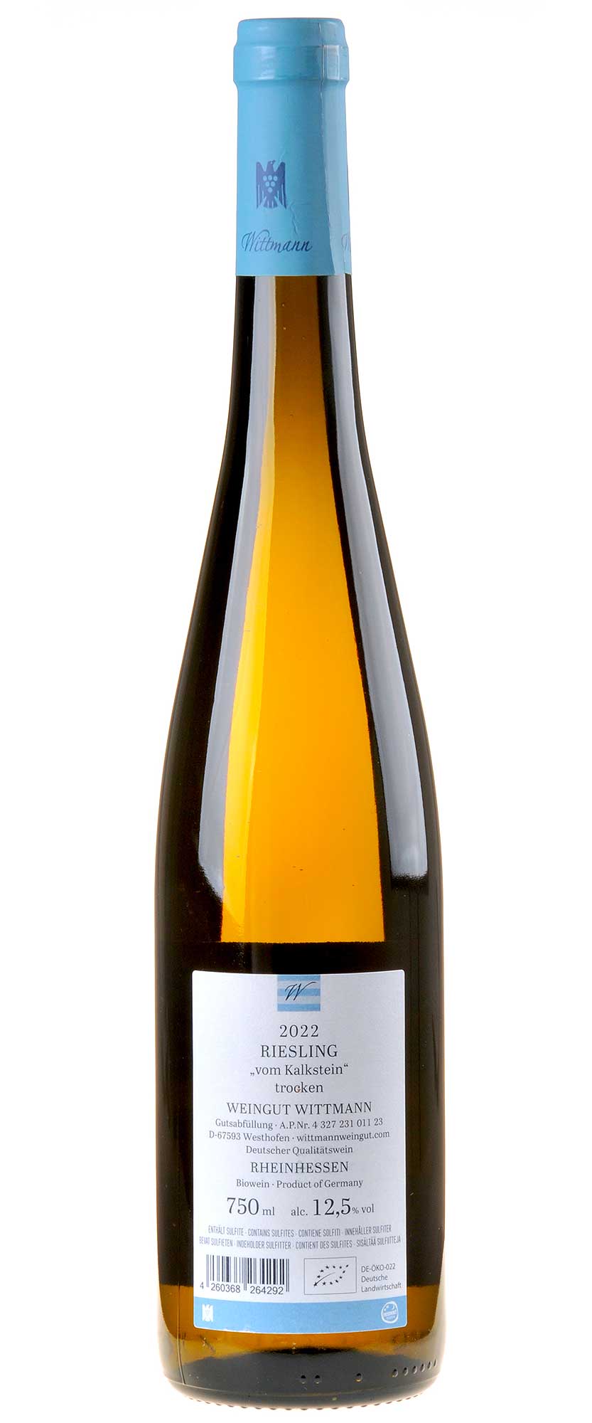 Weingut Wittmann Riesling vom Kalkstein Bio 2022 Rücketikett