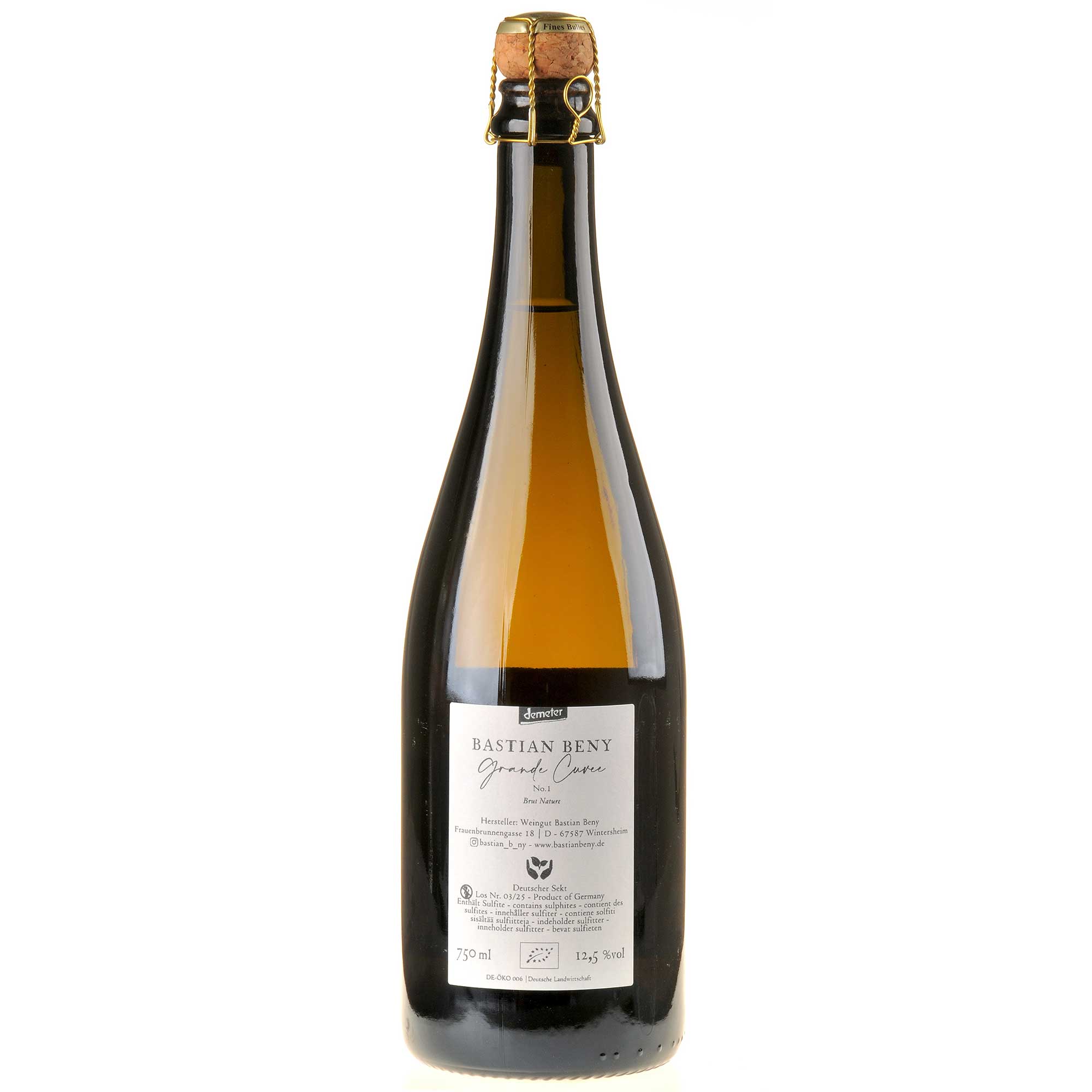 Weingut Bastian Beny Grande Cuvée Brut Nature Bio 2023 Rücketikett
