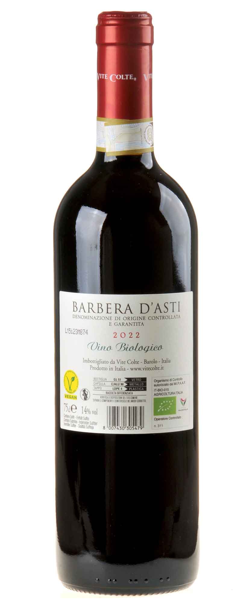 Vite Colte Barbera d'Asti Rosso Fuoco Bio 2022 Rücketikett
