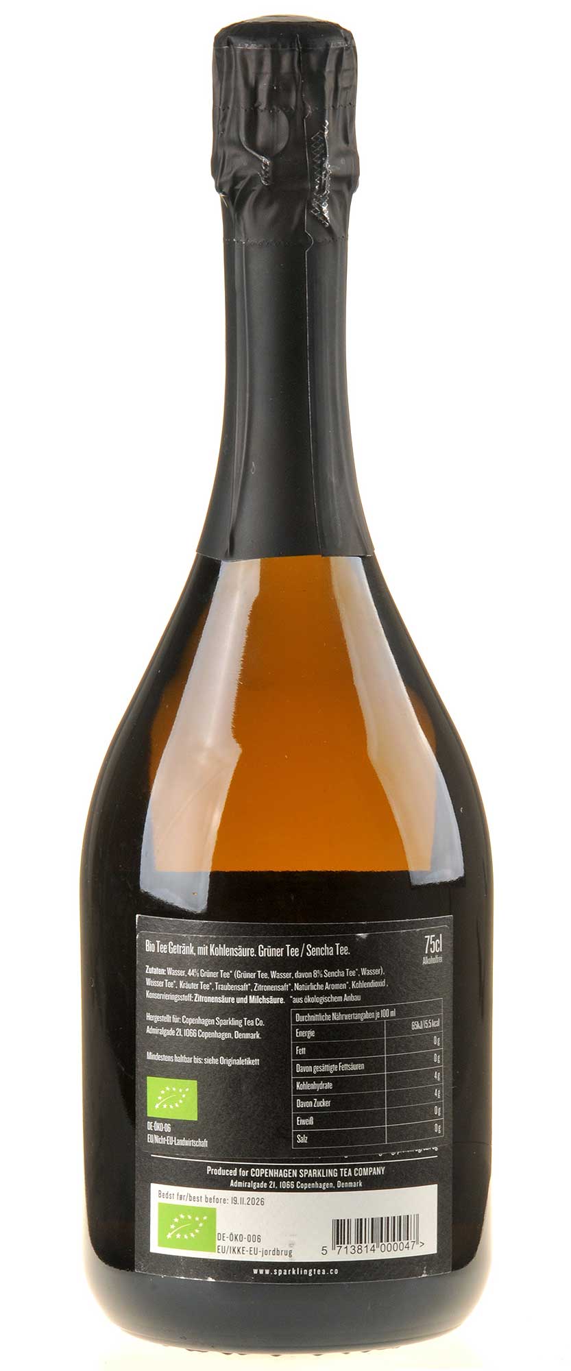 Copenhagen Sparkling Tea Company Lysegrøn alkoholfrei Bio Rücketikett