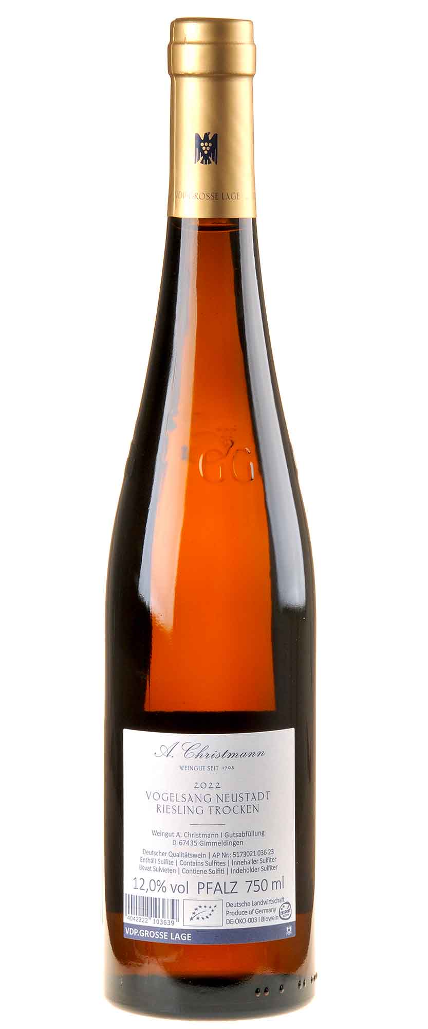 A.Christmann Riesling Vogelsang Großes Gewächs 2022 Rücketikett