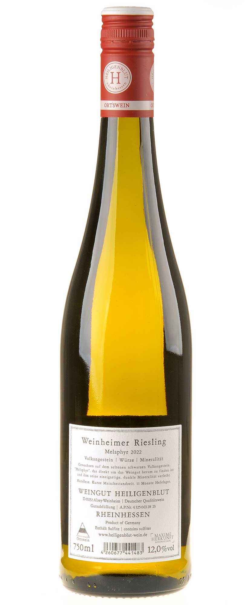 Weingut Heiligenblut Riesling Weinheimer Melaphyr 2022 Rücketikett