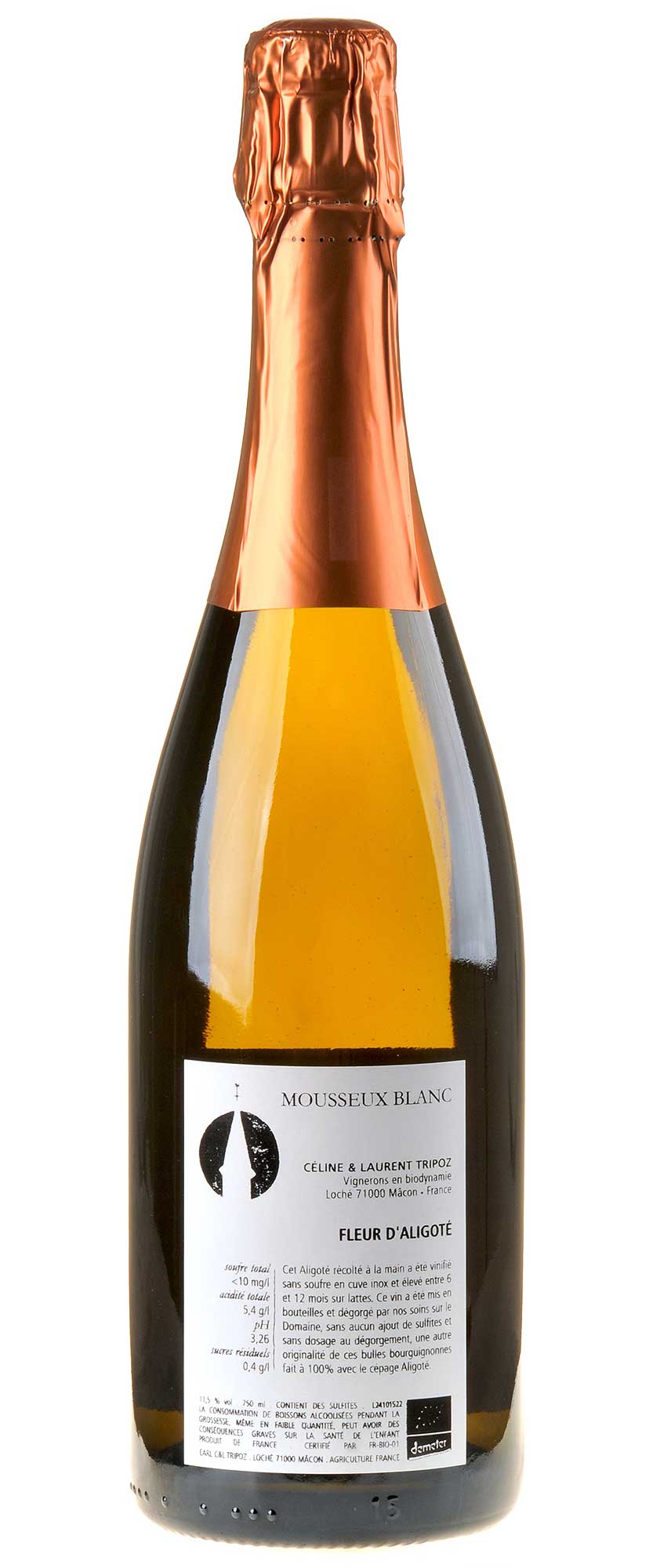 Céline & Laurent Tripoz Fleur d'Aligote Brut Nature Rücketikett