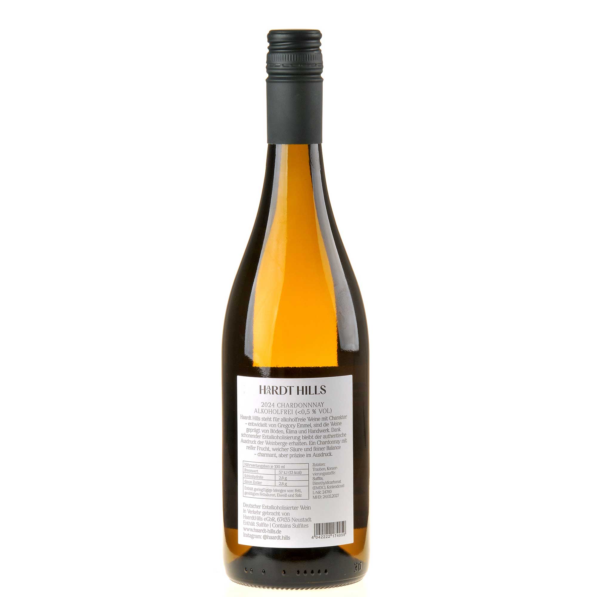 Haardt Hills Chardonnay 2024 alkoholfrei Rücketikett