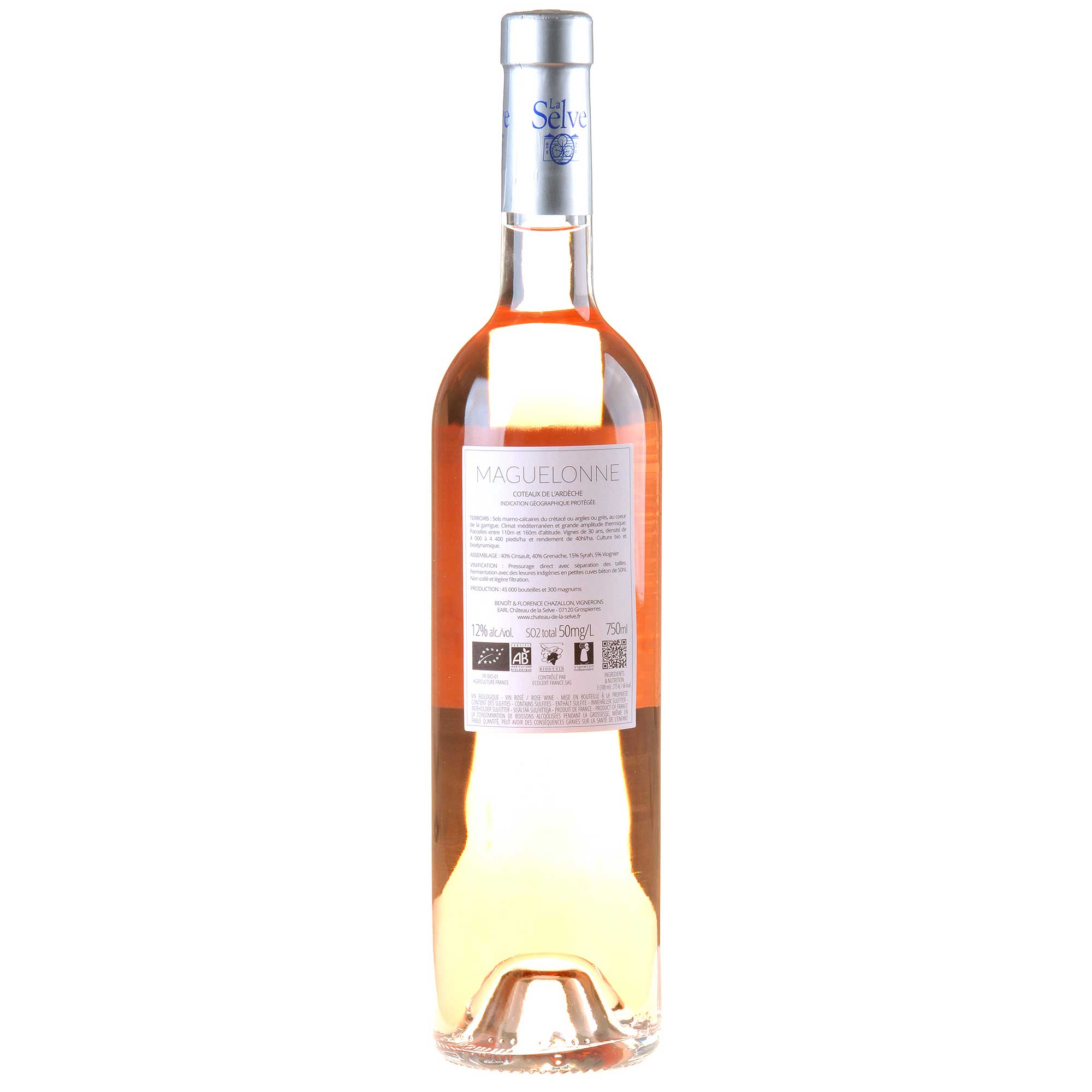 Château de la Selve Rosé Maguelonne Bio 2024 Rücketikett