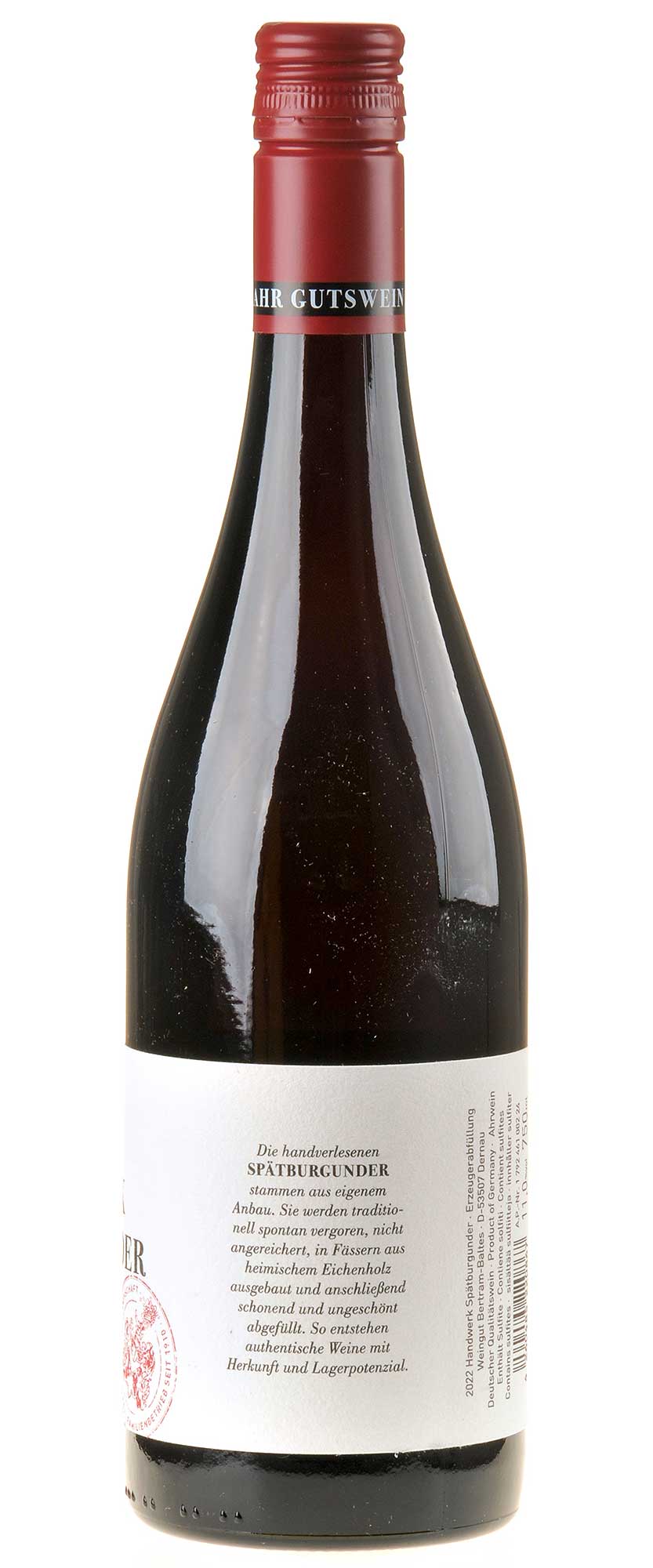Bertram - Baltes Spätburgunder Handwerk 2022 Seitenetikett