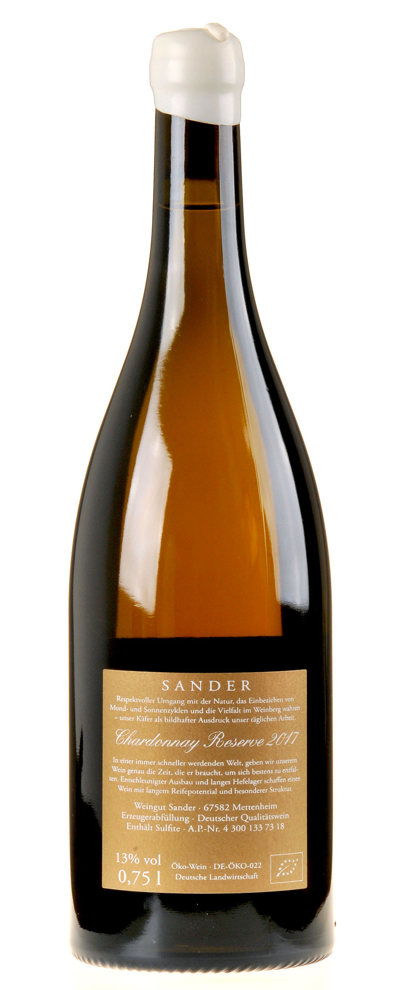 Weingut Sander Chardonnay Reserve 2017 Bio Rücketikette