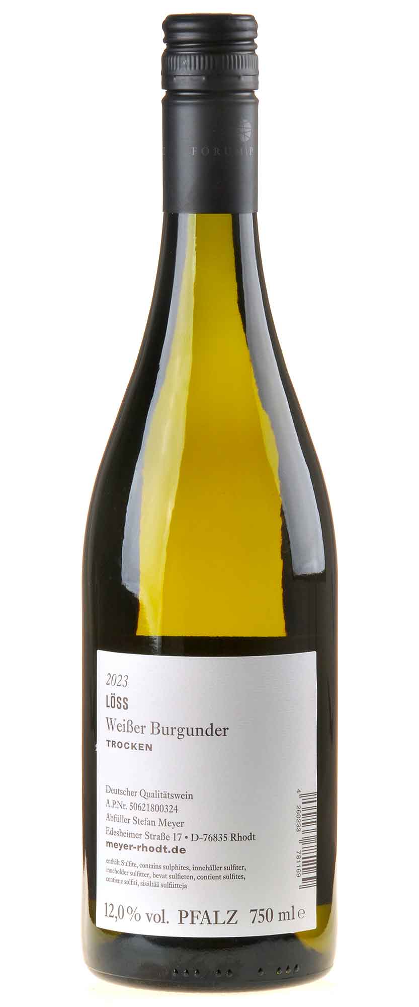 Weingut Stefan Meyer Weißer Burgunder Löss 2023 Rücketikett