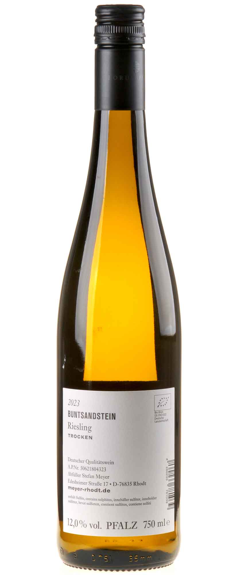 Weingut Stefan Meyer Riesling Buntsandstein Bio 2023 Rücketikett