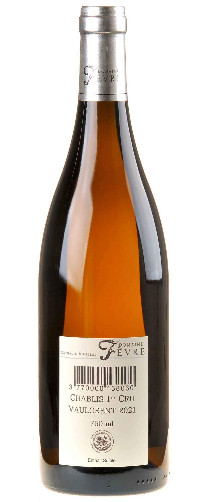 Domaine Nathalie et Gilles Fèvre Chablis 1er Cru Vaulorent 2021 Rücketikett