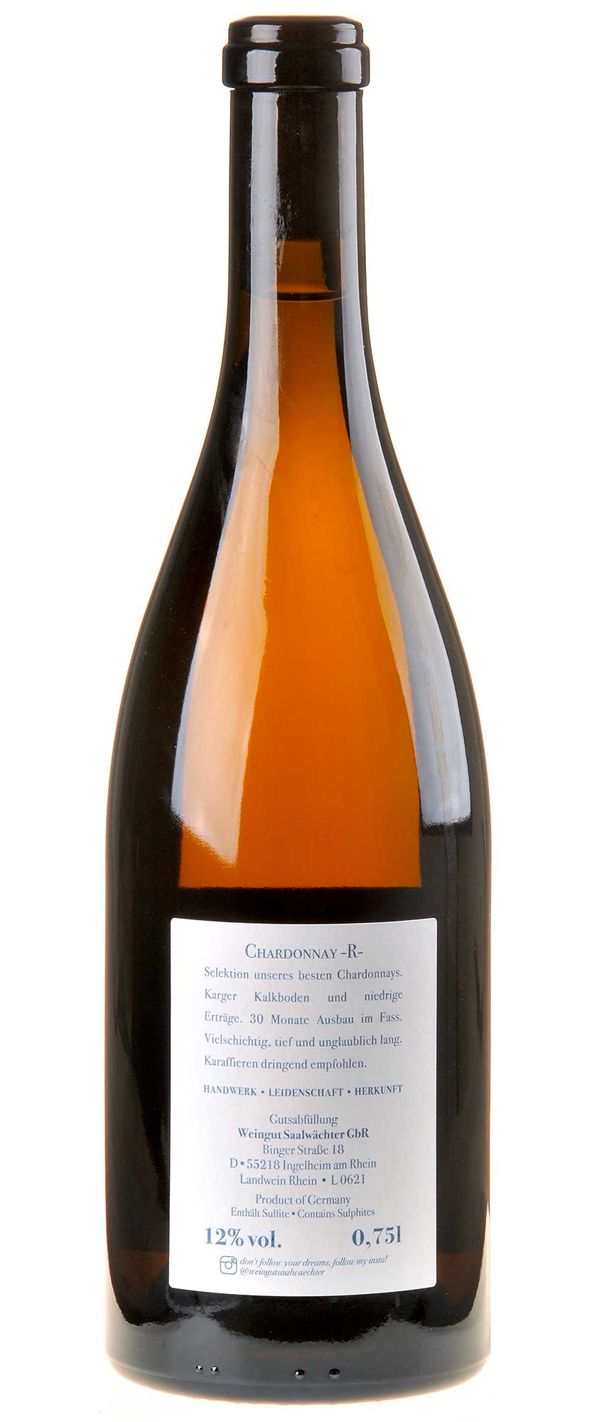 Carsten Saalwächter Chardonnay -R- 2020 Rücketikett