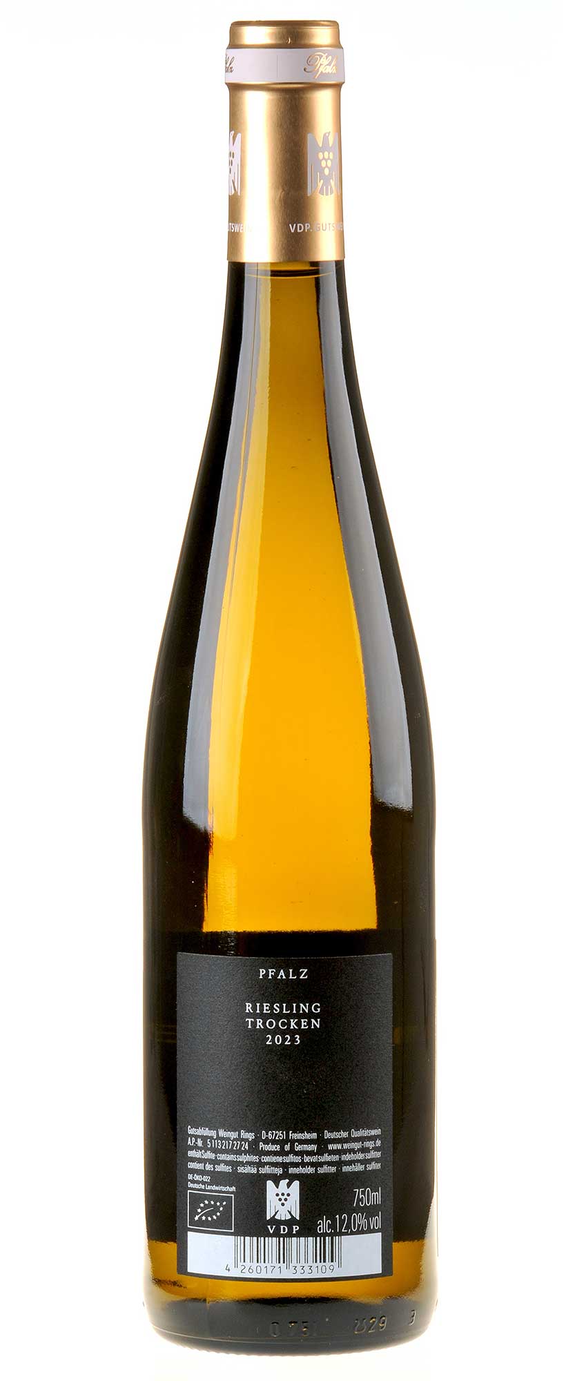 Weingut Rings Riesling Bio 2023 Rücketikett