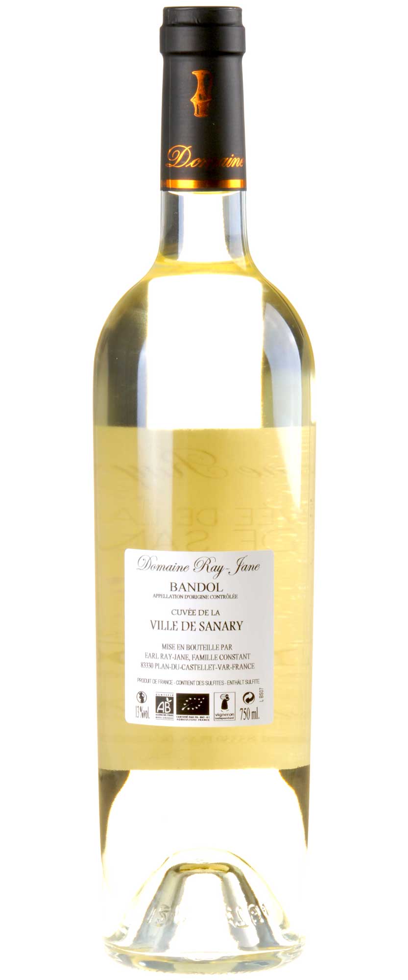 Domaine Ray Jane Cuvée de la ville de Sanary Bandol Blanc Bio 2019 Rücketikette