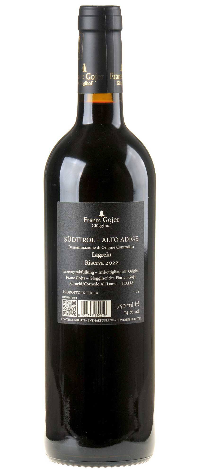 Franz Gojer - Glögglhof Lagrein Riserva 2022 Rücketikett