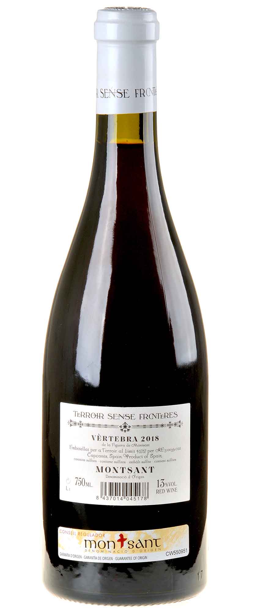 Terroir Sense Fronteres Montsant Vèrtebra 2018 Rücketikette