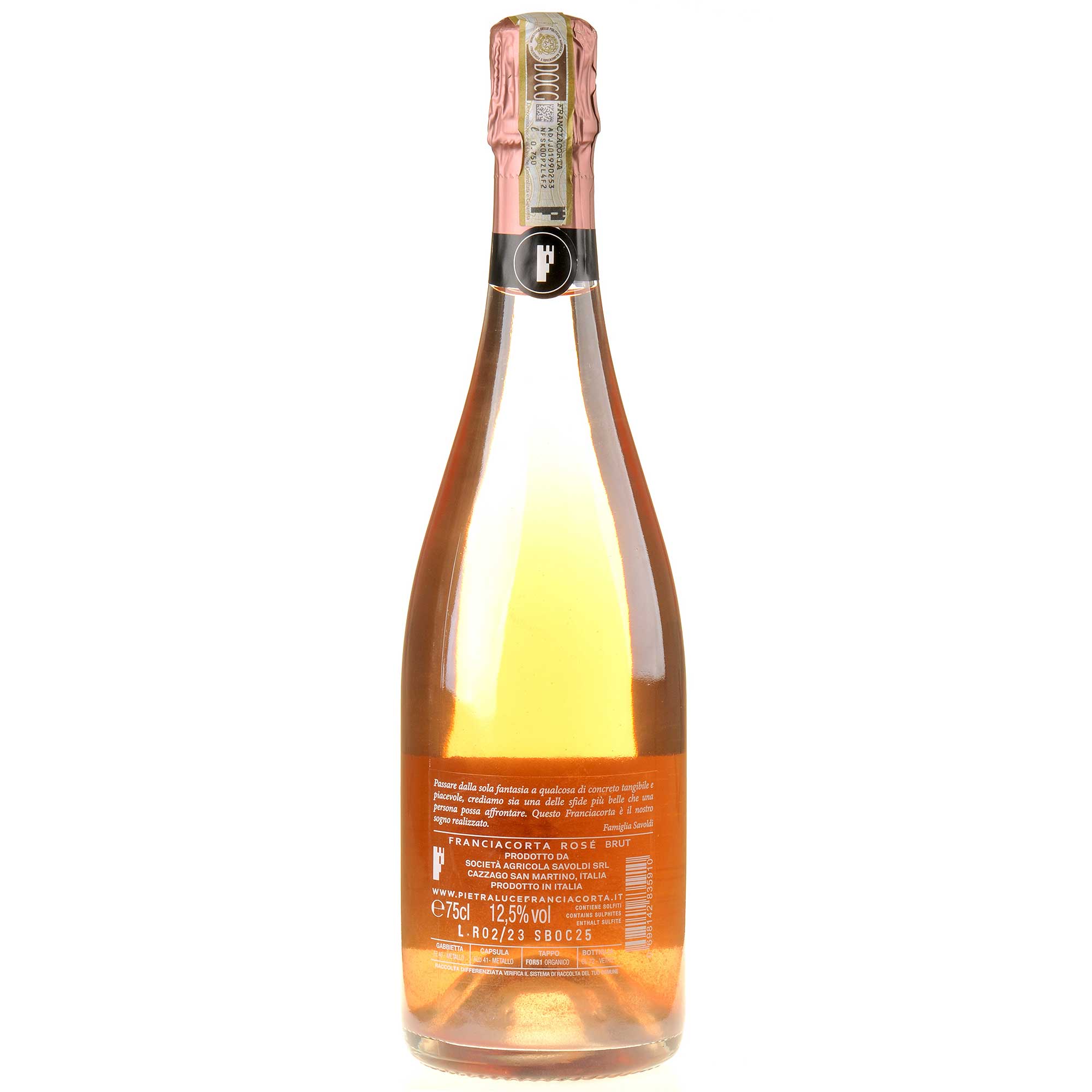 Pietraluce Franciacorta Rosé Brut DOCG Rücketikett
