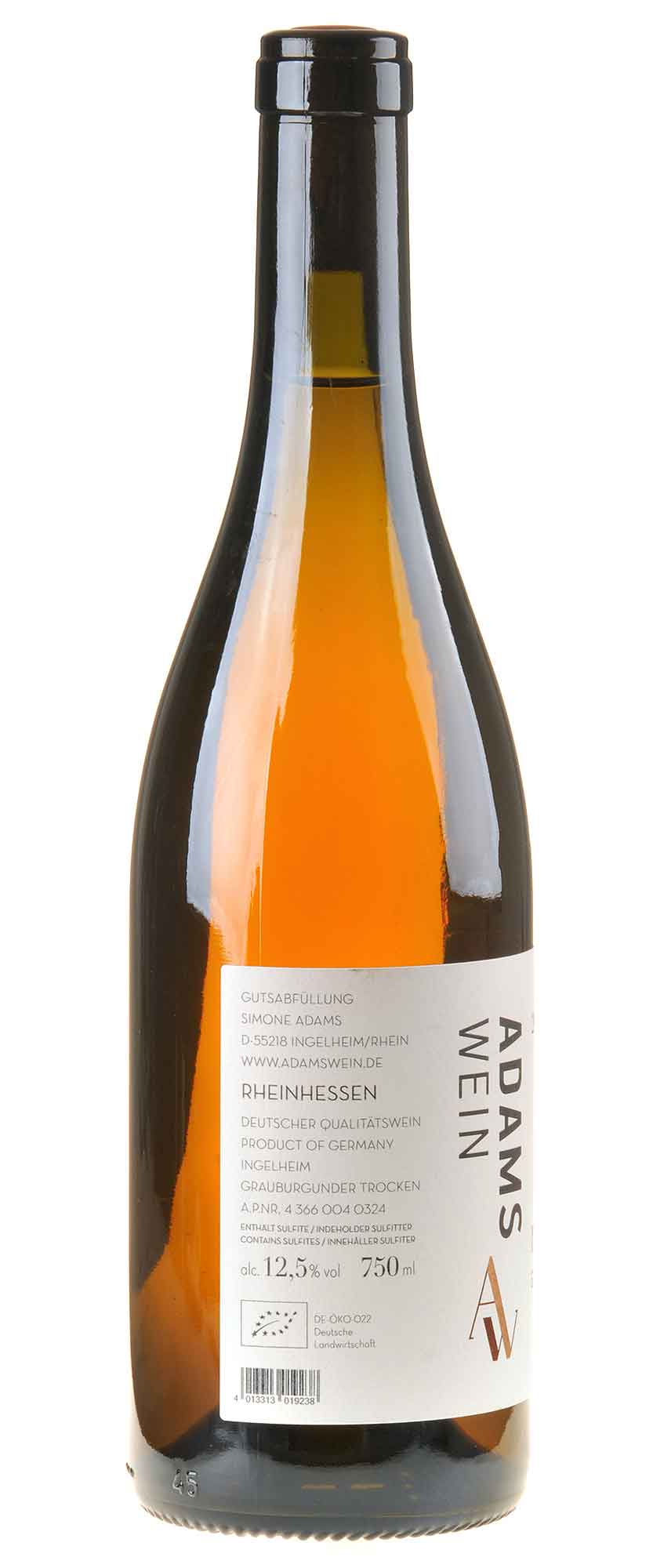 AdamsWein Grauburgunder Ingelheim Bio 2023 Rücketikett