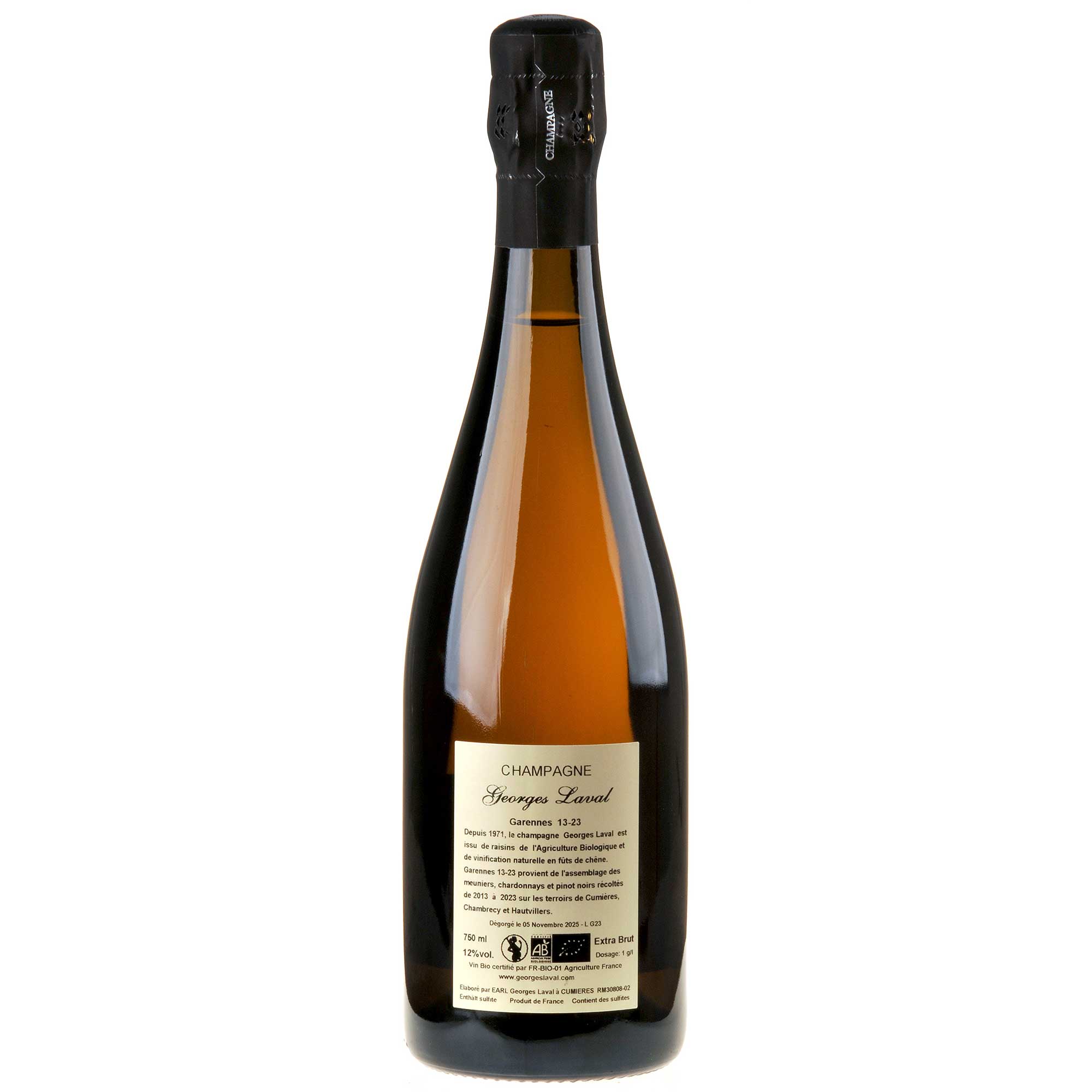 Georges Laval Garennes Extra Brut Bio 13-23 Rücketikett