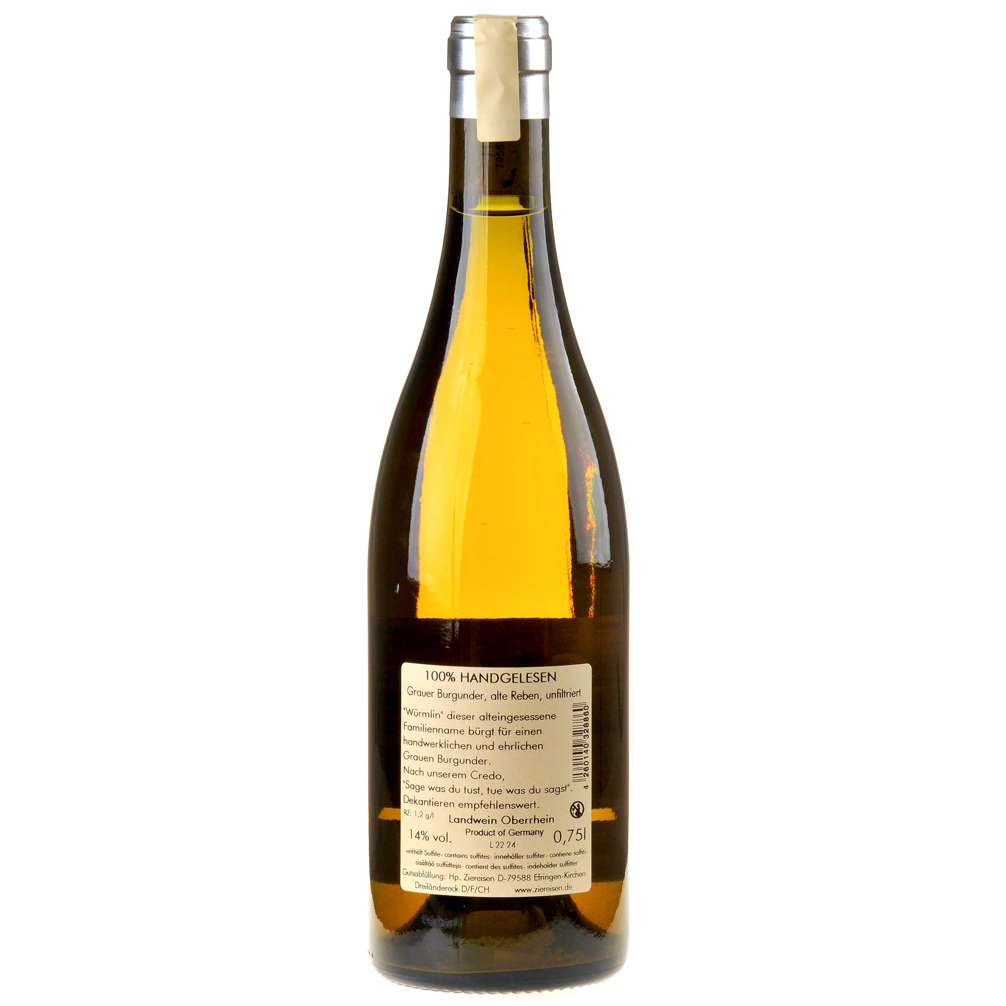 Weingut Ziereisen Jaspis Würmlin Grauer Burgunder Alte Reben 2022 Rücketikett