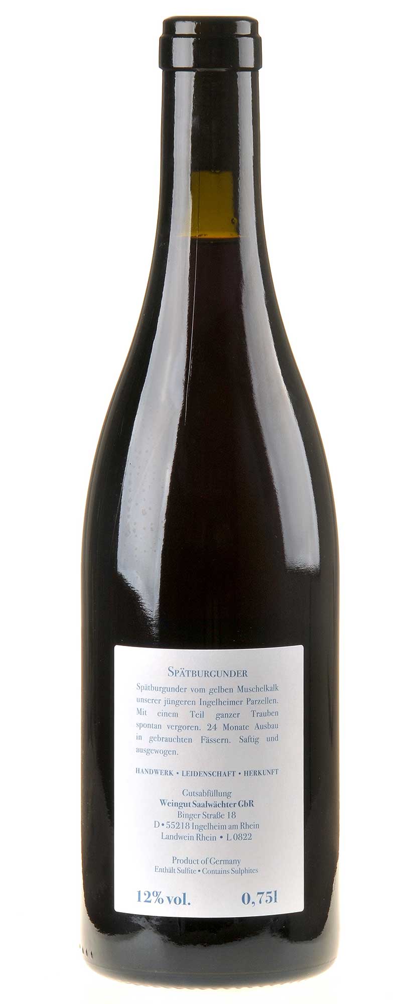 Carsten Saalwächter Spätburgunder 2022 Rücketikett
