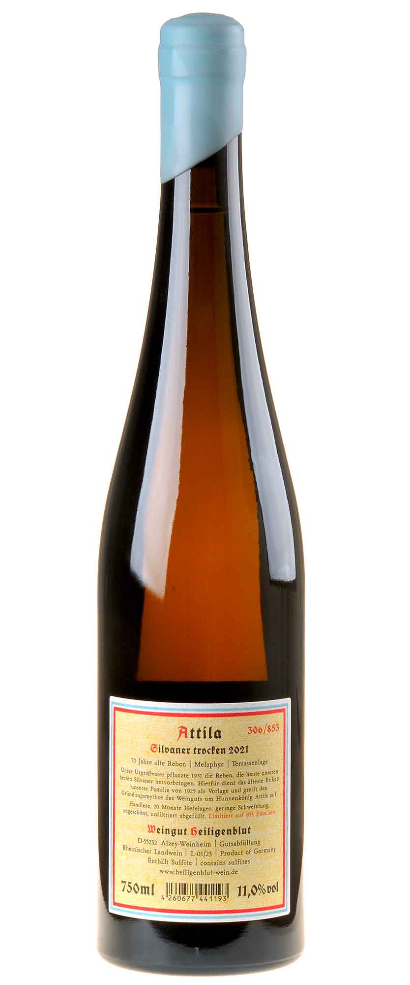 Weingut Heiligenblut Silvaner Attila 2021 Rücketikett