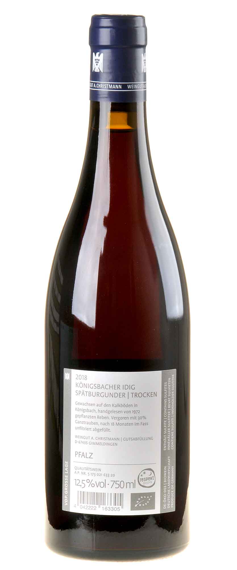A. Christmann Spätburgunder Idig Großes Gewächs Bio 2018 Rücketikette
