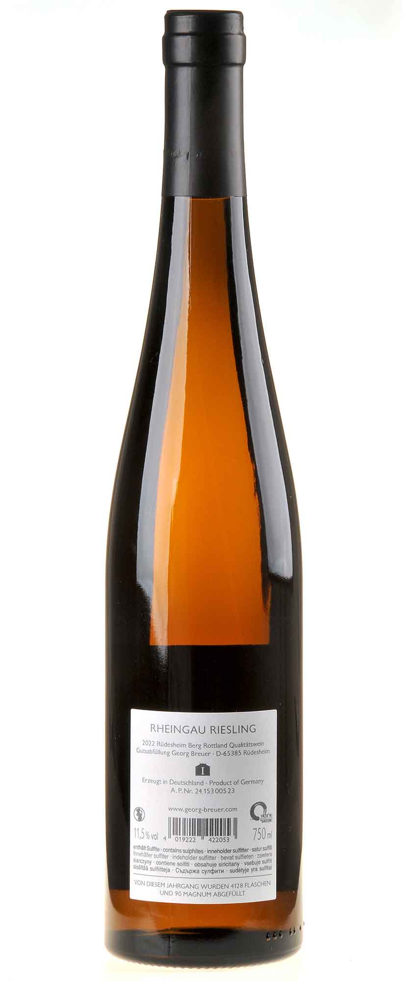 Weingut Georg Breuer Riesling Berg Rottland 2022 Rücketikett