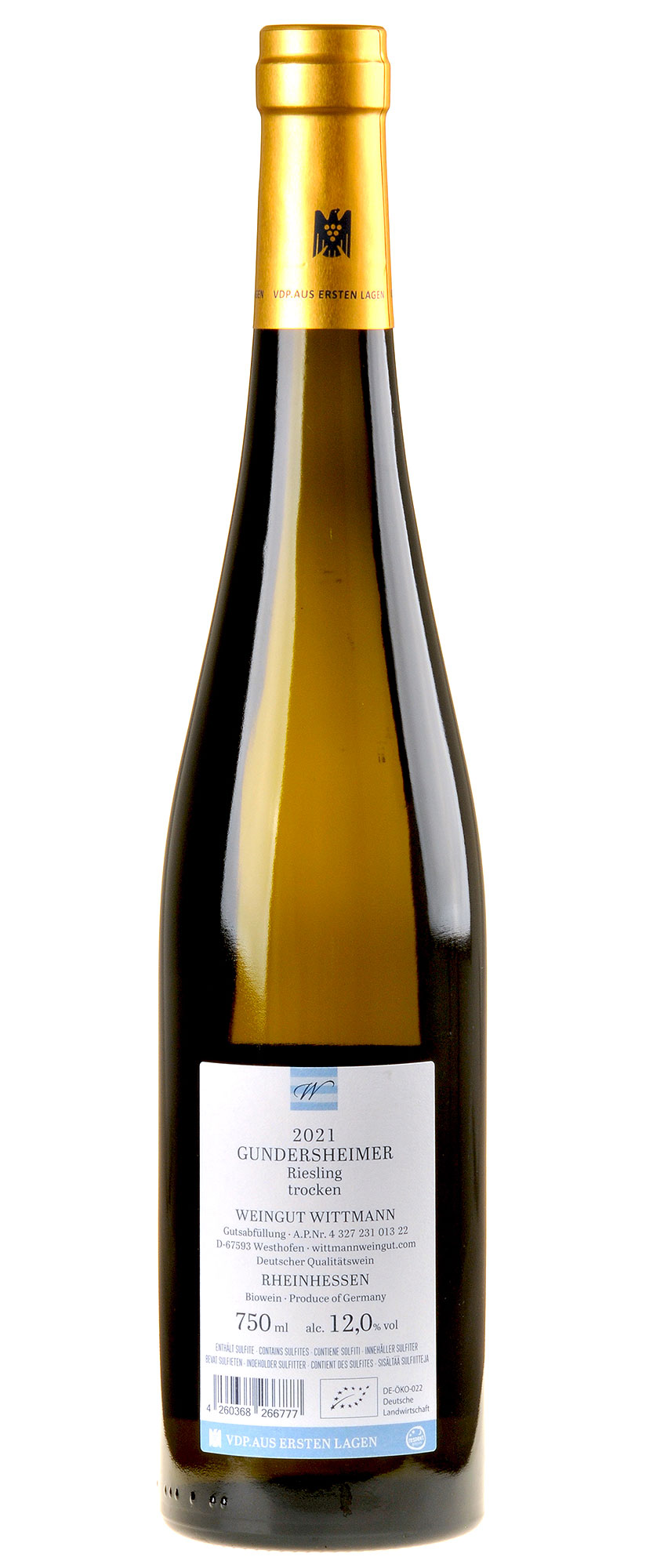 Weingut Wittmann Riesling Gundersheimer Aus Ersten Lagen 2021 Rücketikett