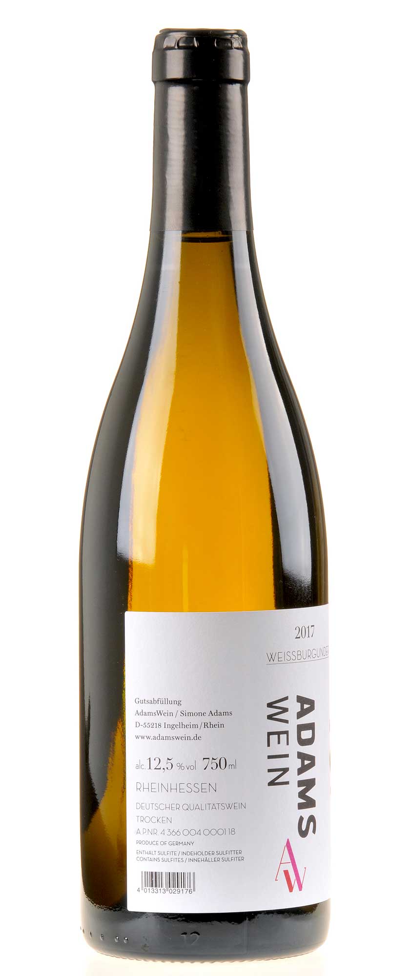 AdamsWein Kaliber 9 Weißburgunder 2017 Rücketikette