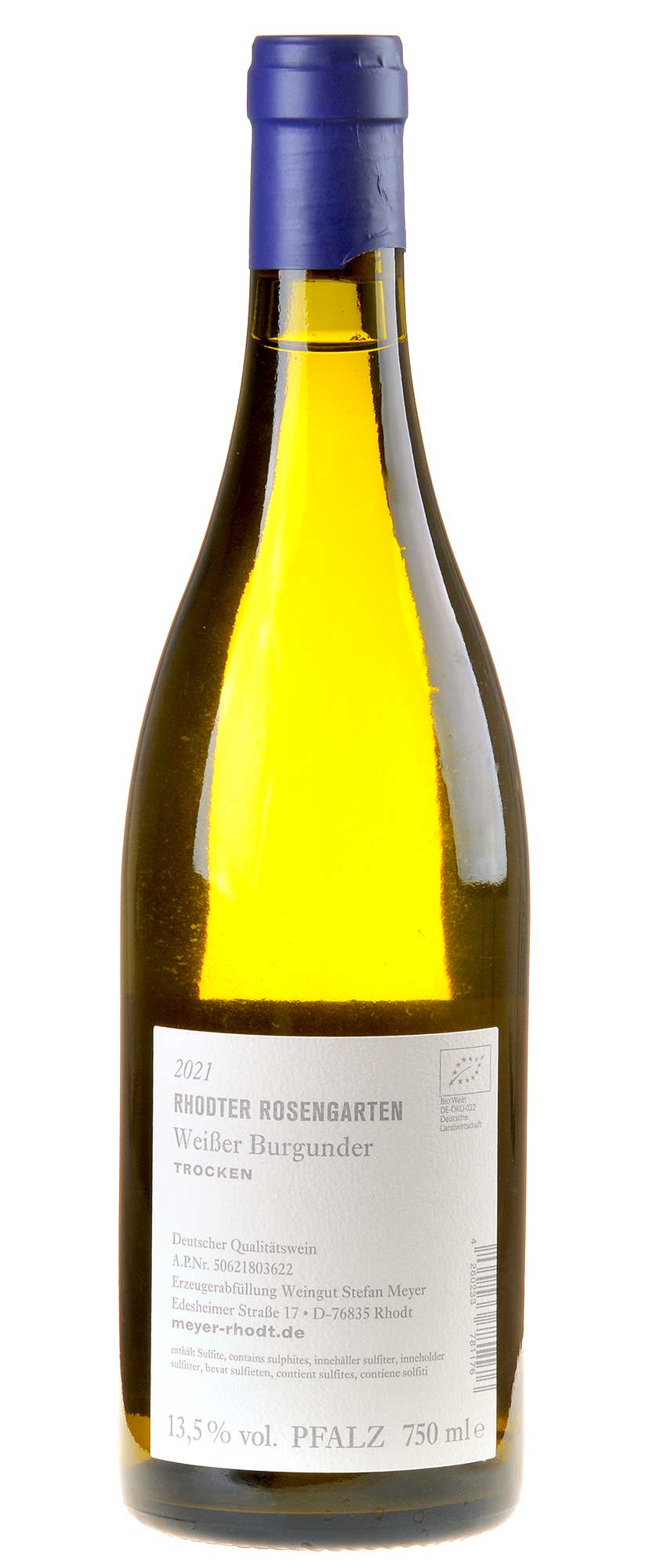 Weingut Stefan Meyer Weißer Burgunder Rosengarten Bio 2021 Rücketikett