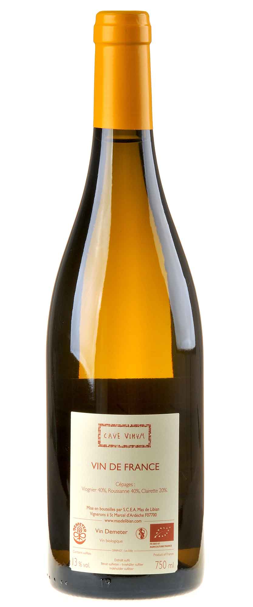 Bild Mas de Libian Cave Vinum Blanc Bio 2023 Rücketikett