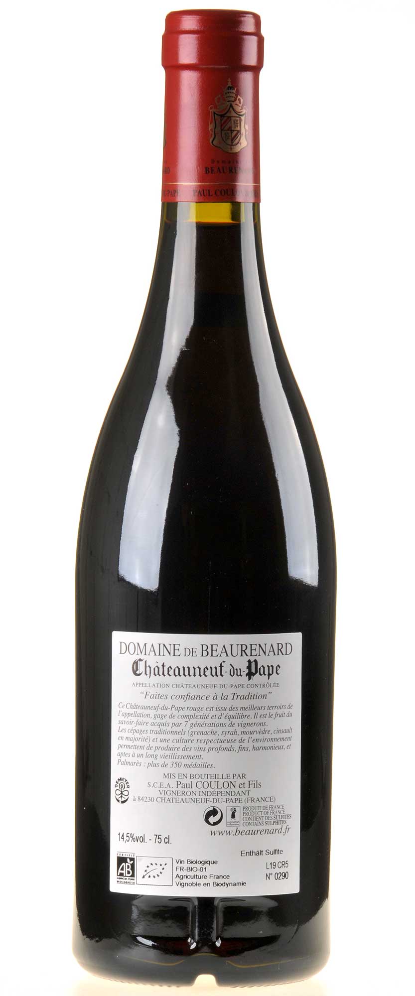 Domaine de Beaurenard Châteauneuf-du-Pape Rouge 2016 Rücketikette