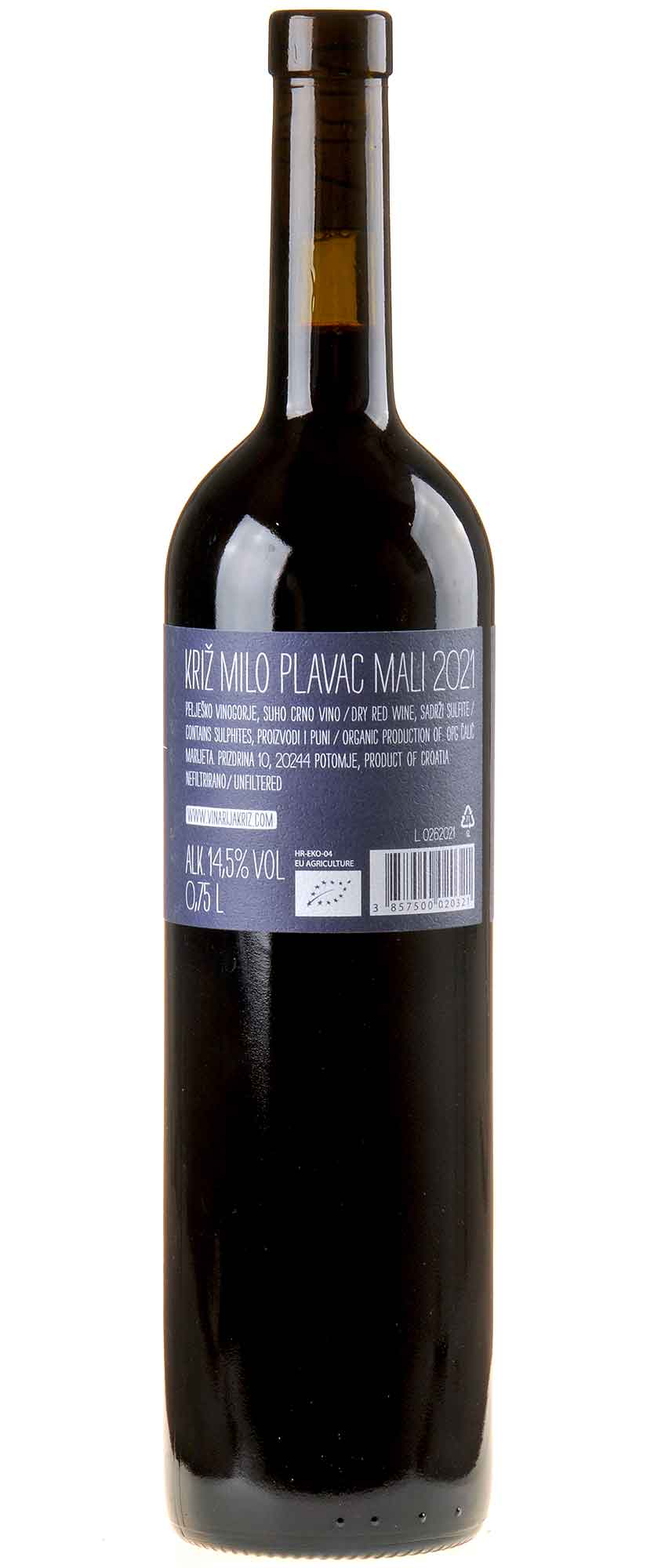 Vinaria Križ Milo Bio 2021 Rücketikett