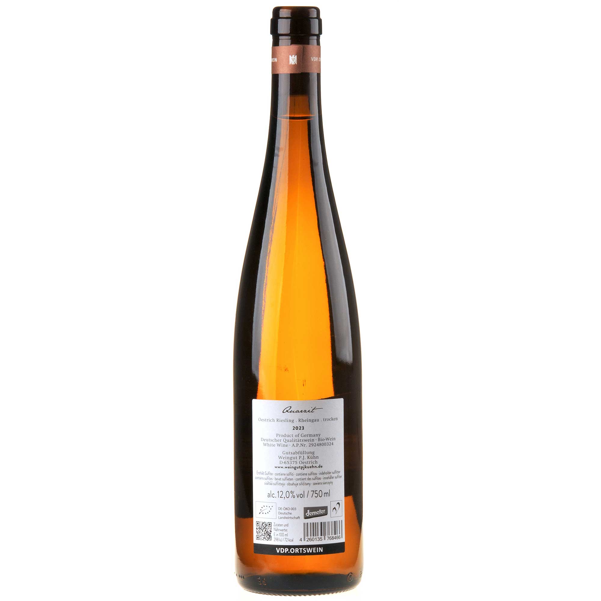 Weingut P.J.Kühn Riesling Quarzit Bio 2023 Ruecketikett