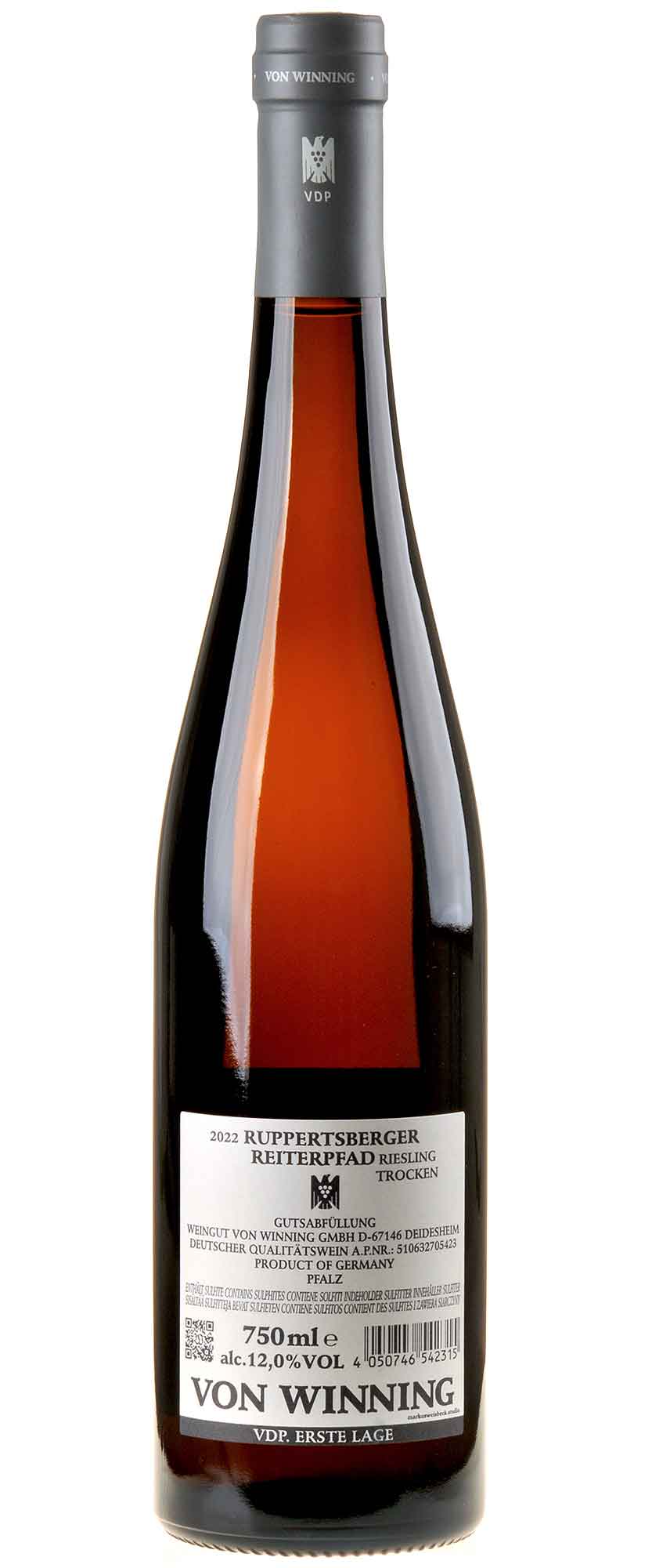 Von Winning Riesling Ruppertsberger Reiterpfad Erste Lage 2022 Rücketikett