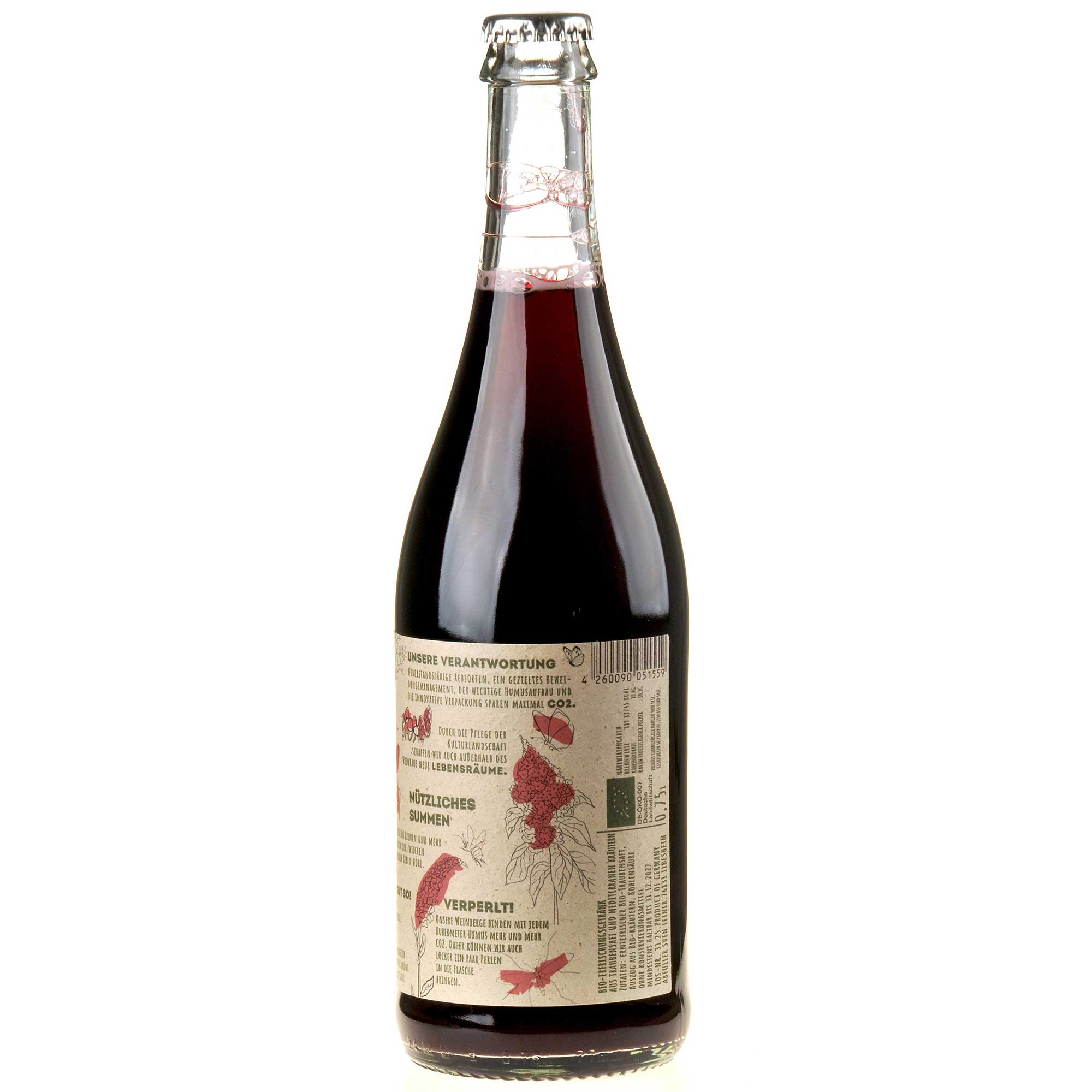 Weingut Leiner Fusion rot Mediterran alkoholfrei BIo Ruecketikett