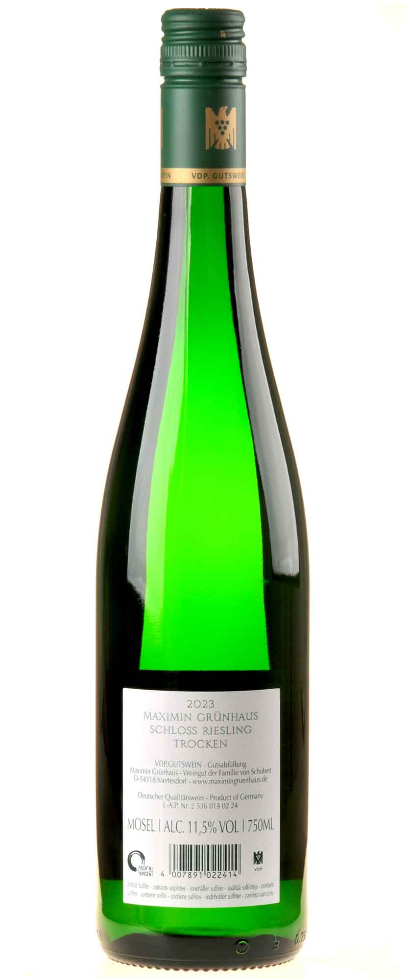 Maximin Grünhaus Riesling Schloss 2023 Rücketikett