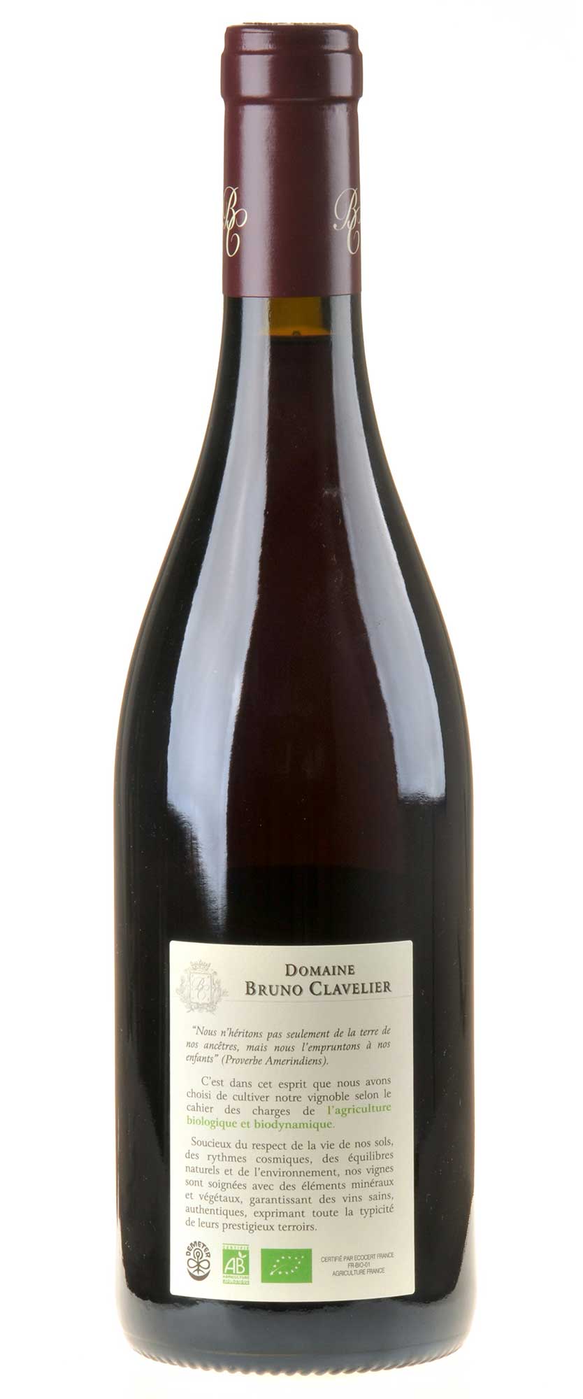 Bruno Clavelier Vosne Romanée La Combe Brûlée Bio 2021 Rücketikett