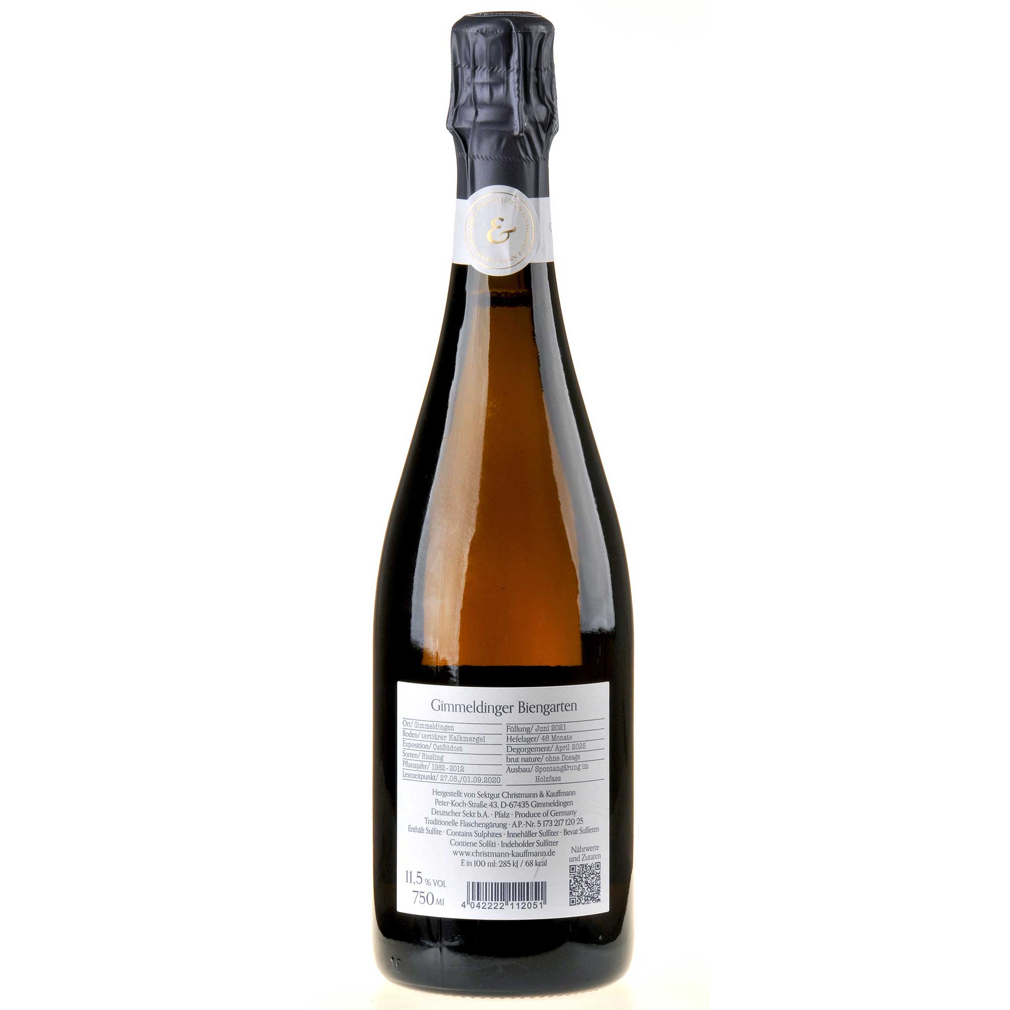 Christmann & Kaufmann Gimmeldinger Biengarten Brut Nature 2020 Ruecketikett