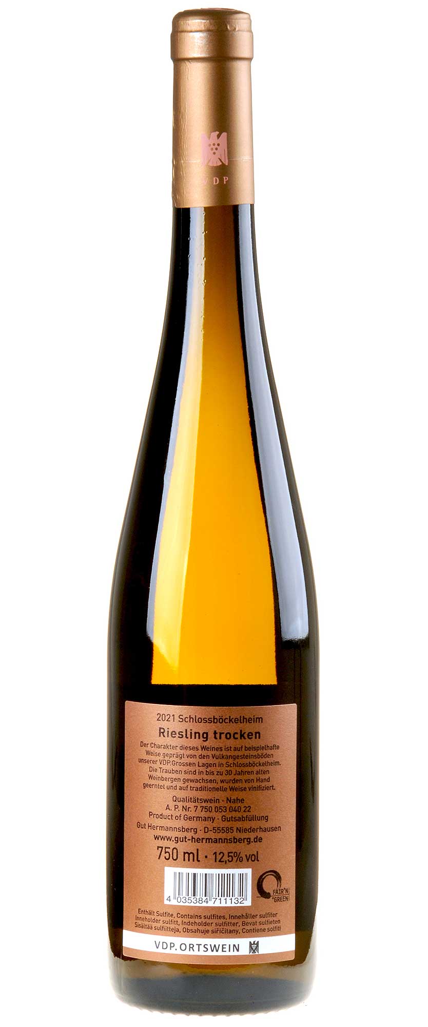 Gut Hermannsberg Riesling vom Vulkan 2021 Rücketikett