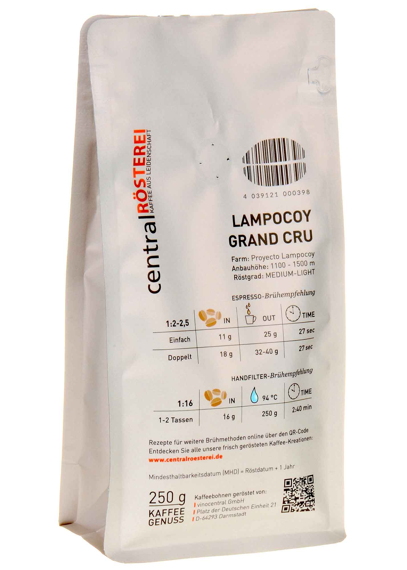 Bild CentralRösterei Lampocoy Grand Cru Guatemala 250g Rücketikett