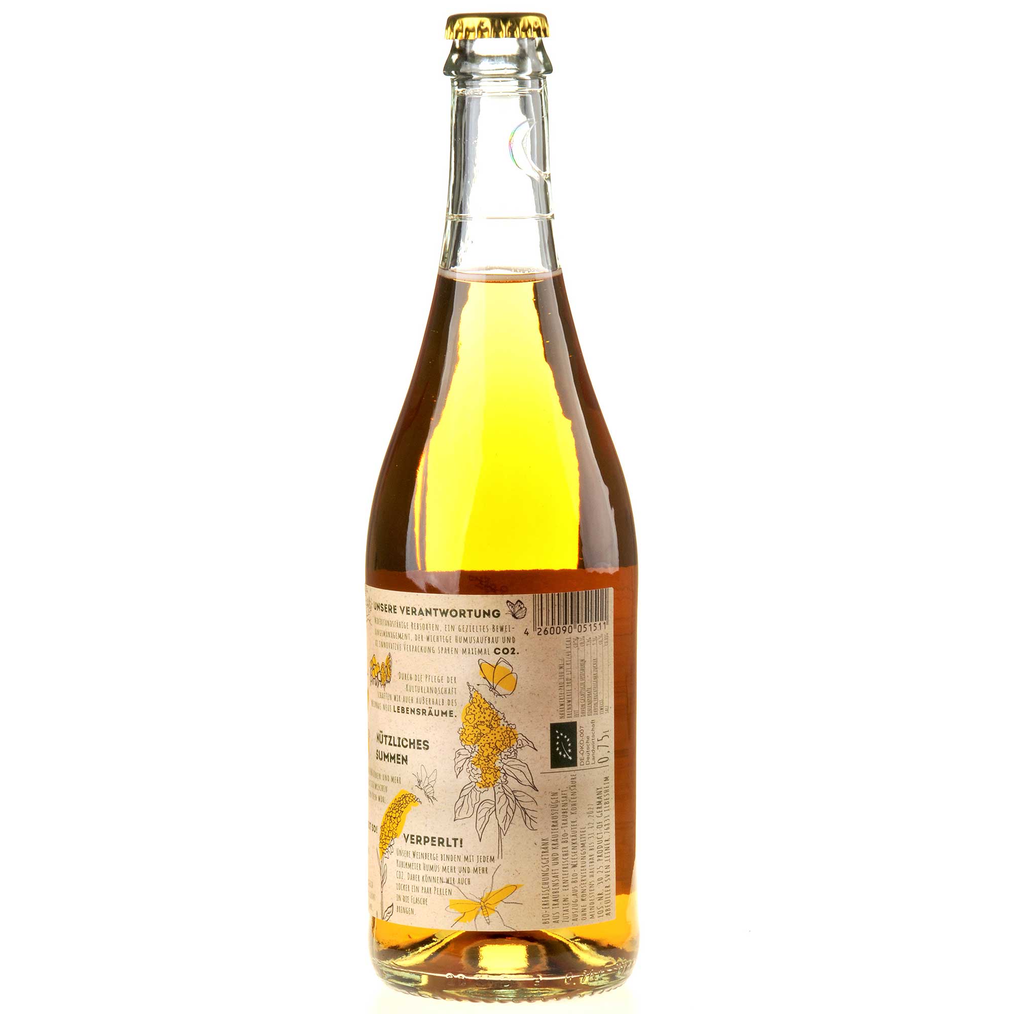 Weingut Leiner Fusion Free mit Wiesenkräutern Bio Seitenetikett